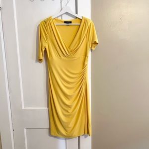 Ralph Lauren yellow ruched short sleeve dress